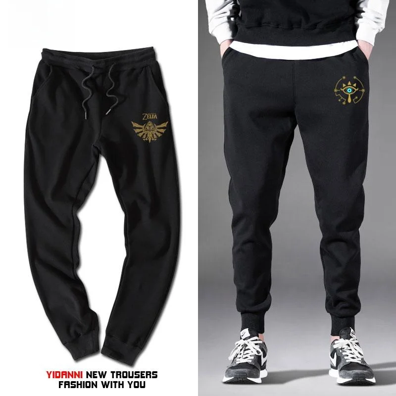 

Мужские повседневные брюки Hyrule Legend свободного кроя, спортивные штаны с игровой тематикой, из смесового хлопка и полиэстера, зимние, с мультяшным принтом