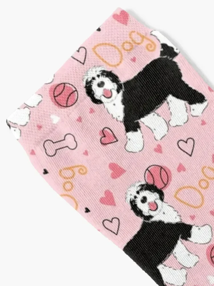 Cute Black and White Sheepadoodle Dog Socks short christmas gift luxe man Socks Man Women's