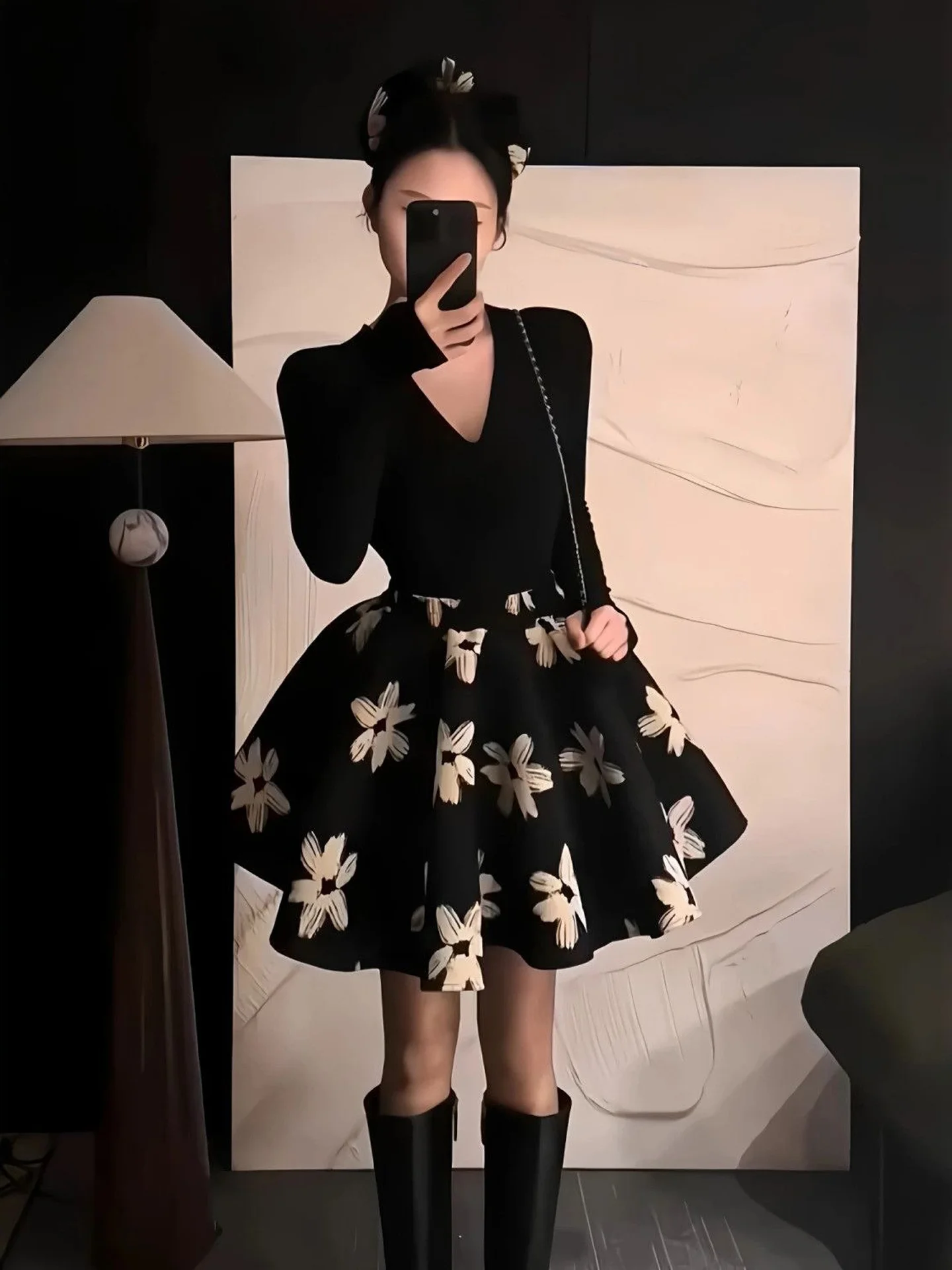 High Waist Black Puffy Short Skirt Women's Long Hepburn Style Elasticated Skirts Autumn Season Fashion Commute Artistic