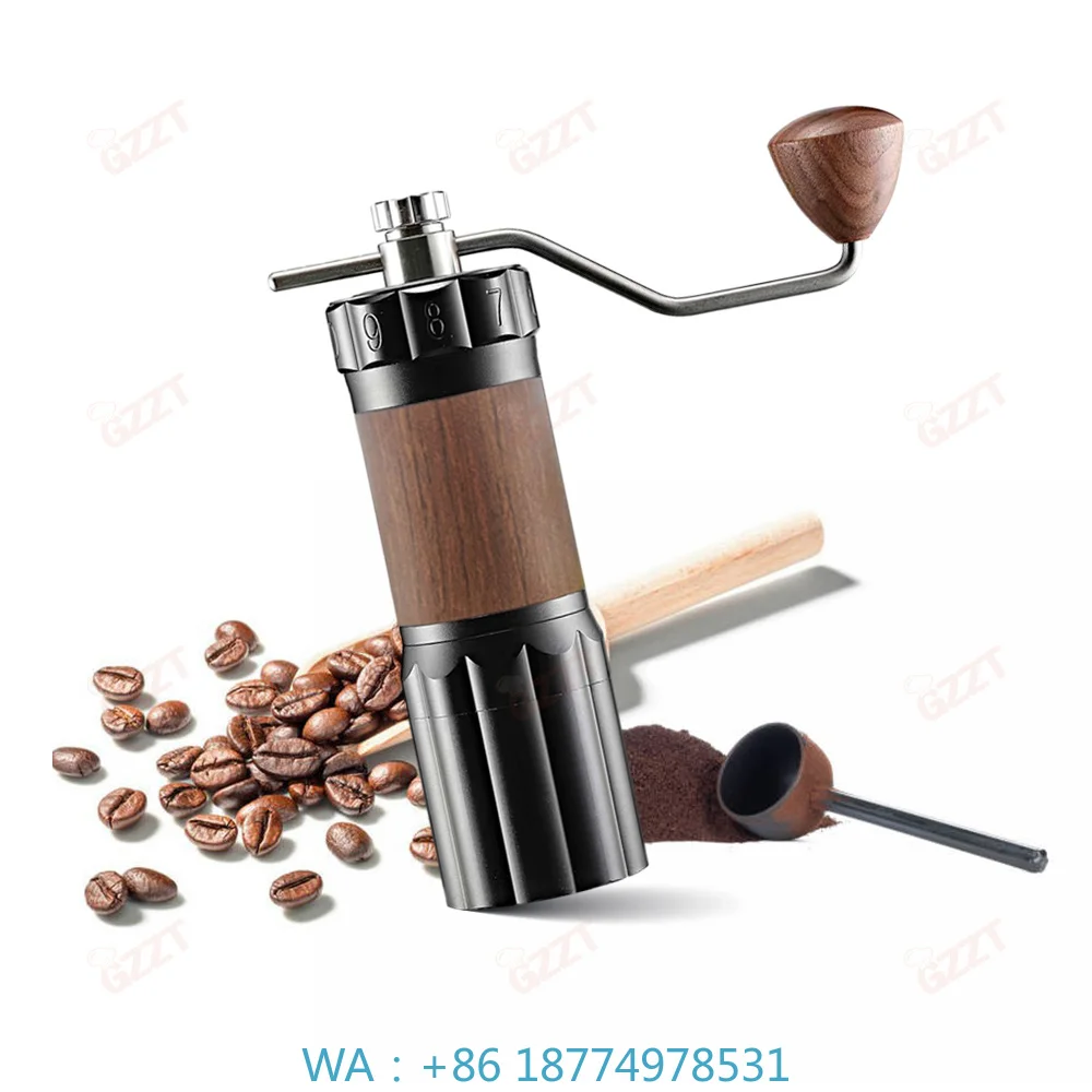 1. Super Portable Hand Crank Coffee Grinder Black Gray Bean Hopper 45g Powder Cup Manual Espresso Coffee Mill for Coffee Brewing