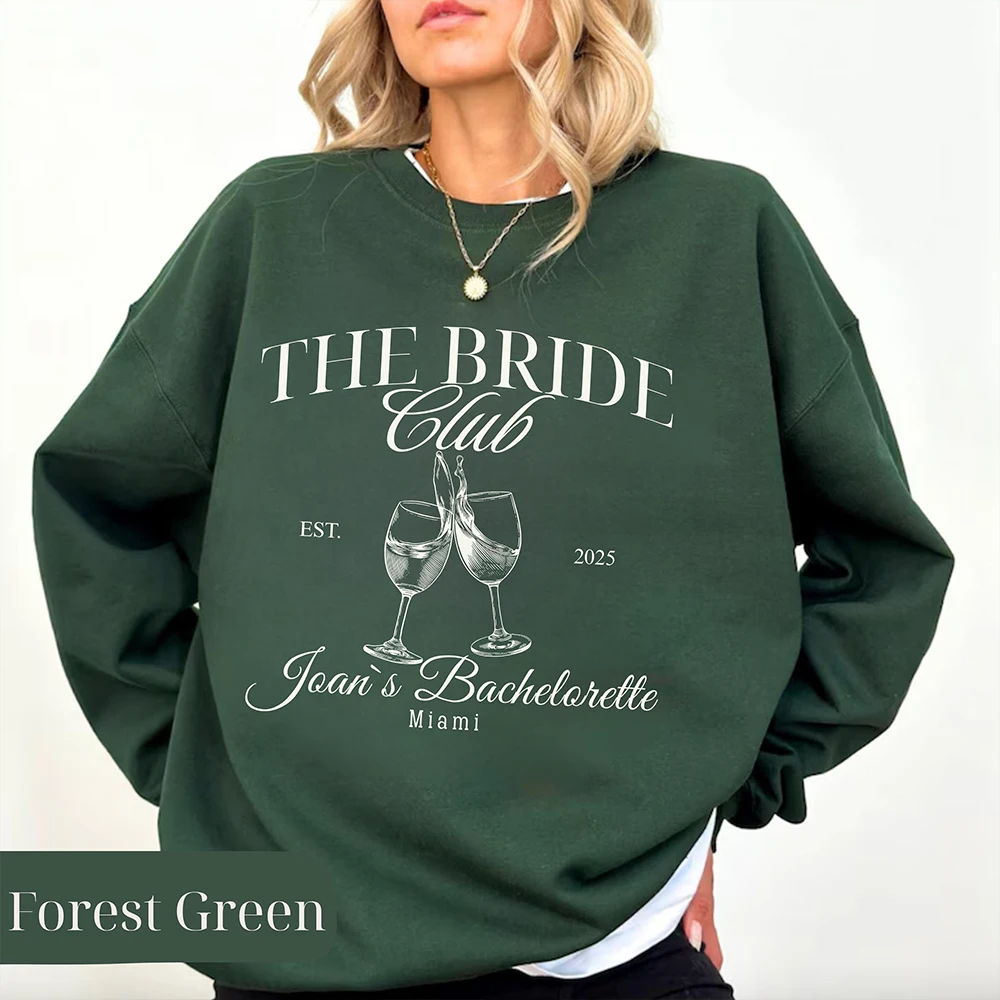 Custom Bachelorette Party Bride Sweatshirt Comfort Unisex Sweatshirt Long Sleeve Fleece Sweatshirt Daily Trendy Party Streetwear