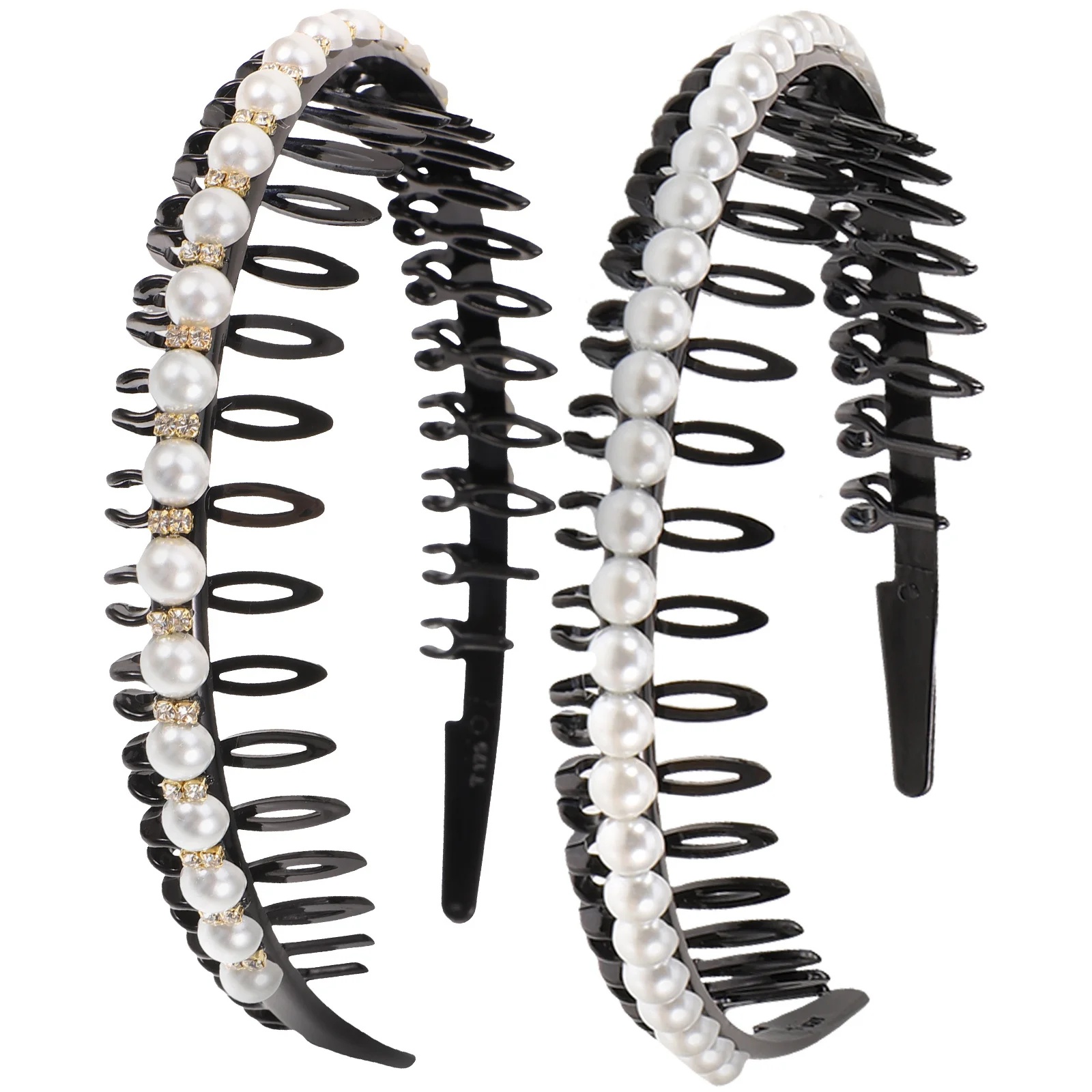 2 قطعة عقال اللؤلؤ للنساء الزفاف الشعر هوب عدم الانزلاق موضة إكسسوارات الشعر تألق مجوهرات الحفلات تجديل أداة #6