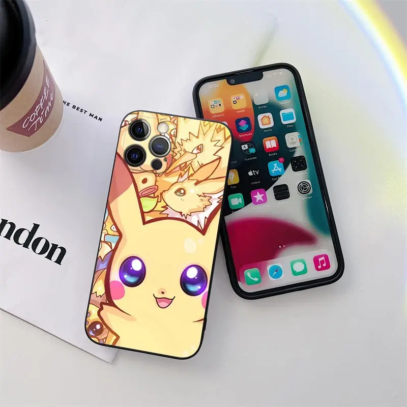 Pokemon Eeveelution Pikachu Phone Case for iPhone 11 15 Pro Max Case Coque 14 Plus 13 Pro 12 Mini 11 X XS 7 8 SE 2020 Soft Cover