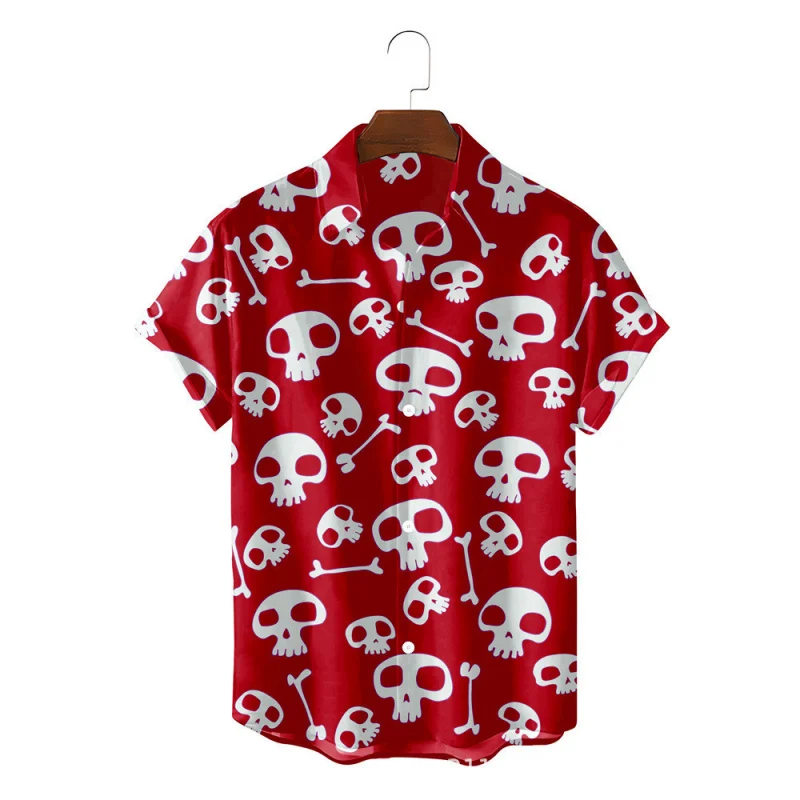 

Customizable Foreign Trade Cross-border E-commerce European and American Hot-selling Summer Casual Wear3DSkull Men's Hawaiian Sh