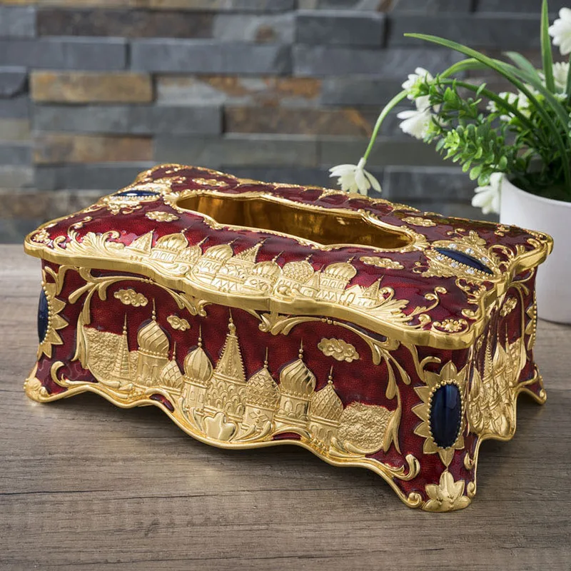 Europe Supper Larg Size Castle Deco Metal Tissue Case Cover Seat Type Tissue Holder Zinc Alloy  Tissue Box Holder ZJH063C