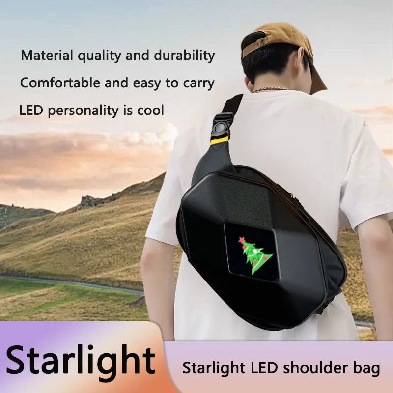 A shoulder bag starlight sports cool LED luminous DIY display waterproof motorcycle riding