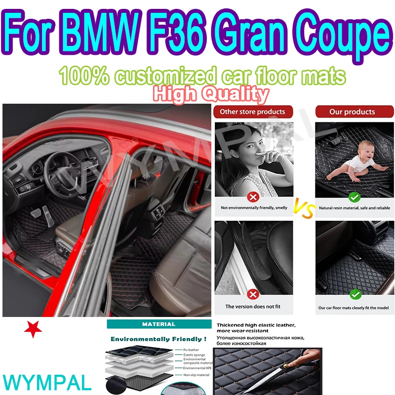 

Роскошные автомобильные коврики на заказ для BMW F36 Gran Coupe 2014 2015 2016 2017, авто, мужские и женские автомобильные коврики, полностью автомобильная кожа