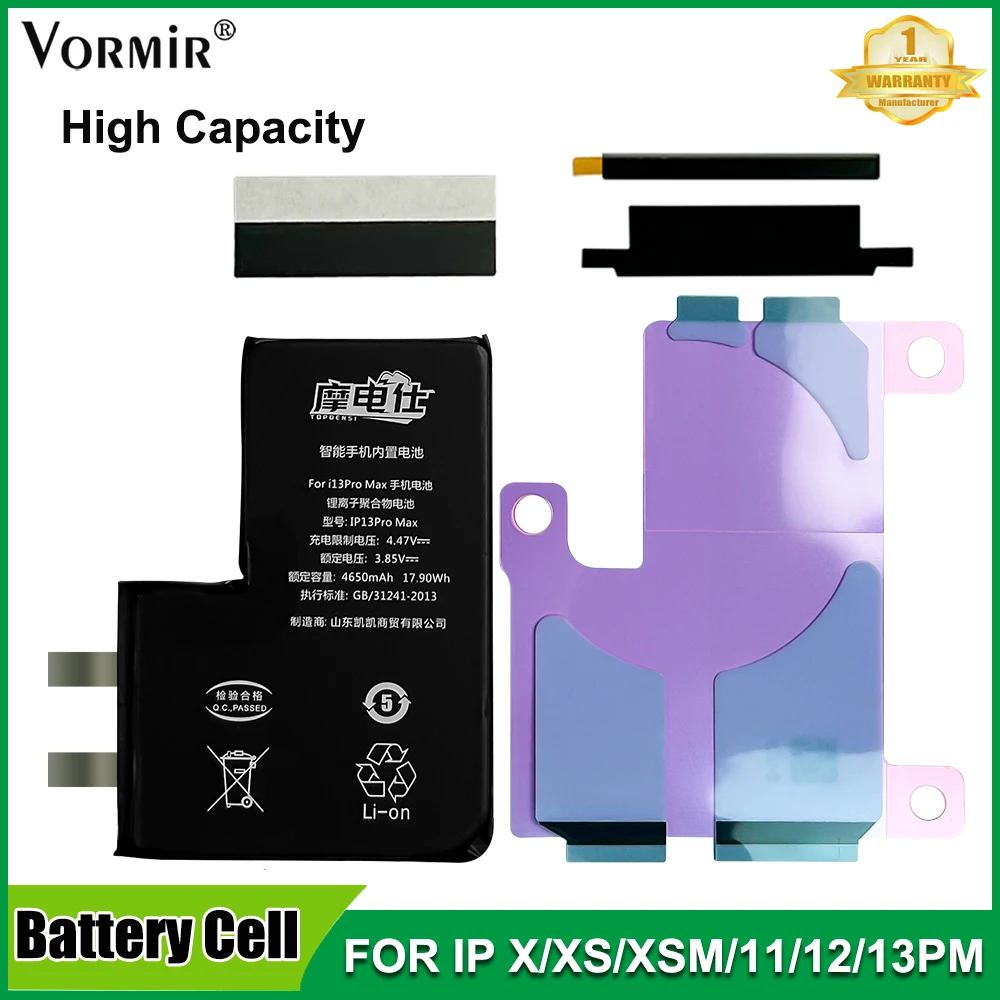 

10pcs Vormir Rechargeable Battery Cell For iPhone 12Pro 13mini 11 X XSMax High Capacity Batteries Replacement No Message Pop-ups