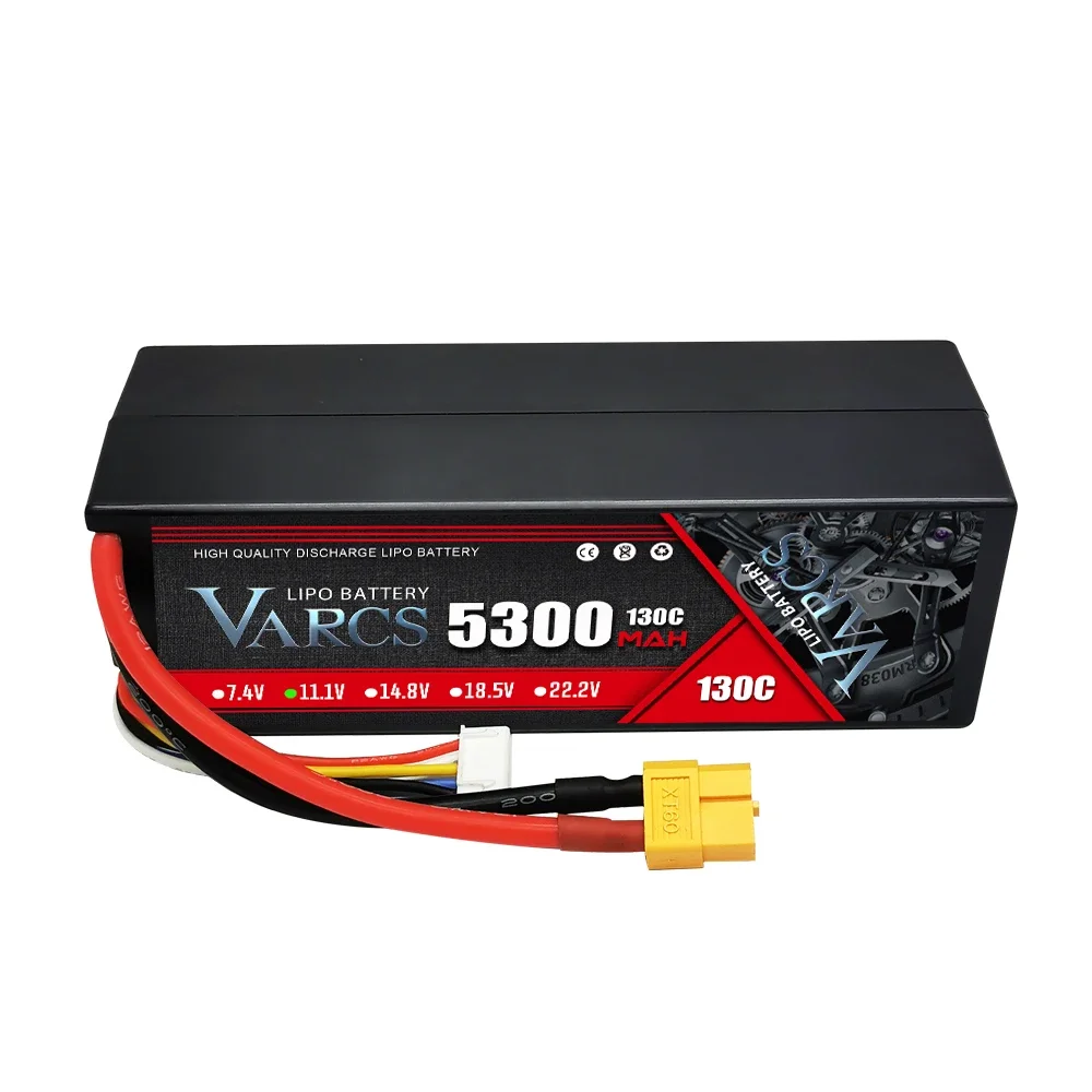 VARCS 2S 3S 4S Lipo Battery 5300mAh 130C with XT60 EC5 TRX T/DEANS XT90 XT150 Plug HardCase For 1/8 Buggy RC Car Boat Airplane