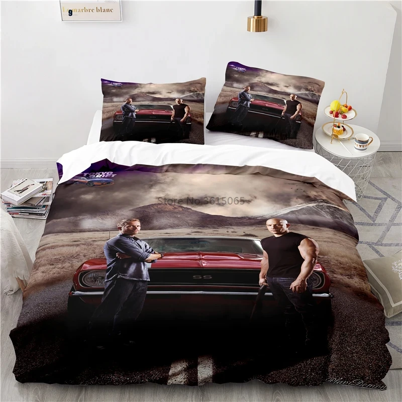 3D Print The Fast Furious Bedding Set,Duvet Cover Comforter Bed Set Quilt Cover Pillowcase,King Queen Twin Size Boys Girls Adult