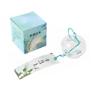수제 유리 바람 차임, 홈 데코, 사무실 장식, 벚꽃 패턴, 유리 바람 차임 