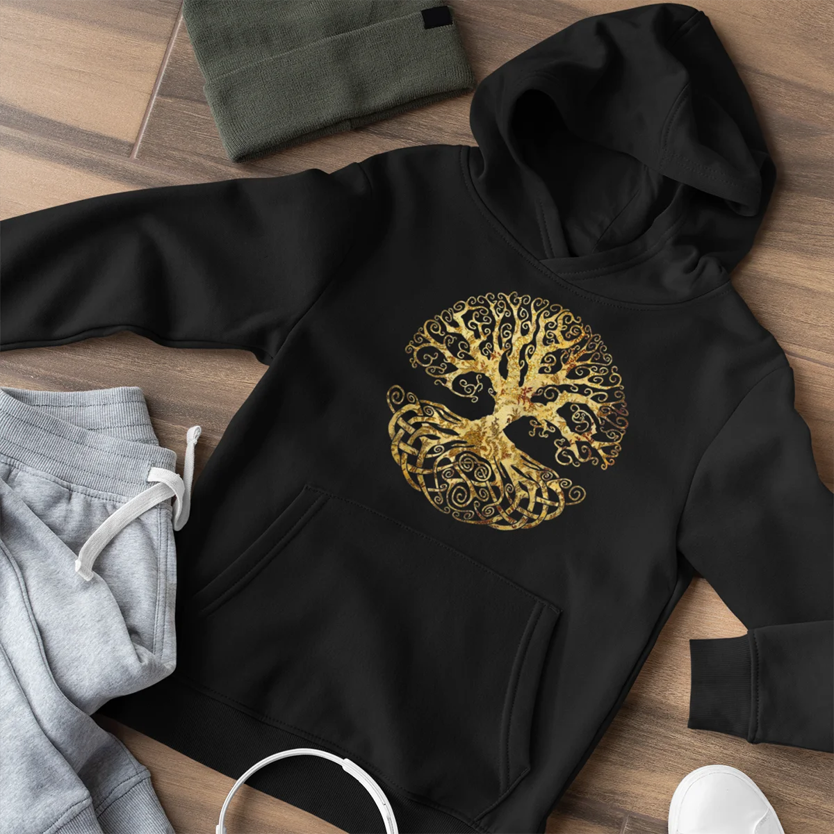 Celtic tree of life irish lovers tree mystic celtic symbol seed of life Forest Nature Budda Symbol Jumpers Hoodies Casual Hooded