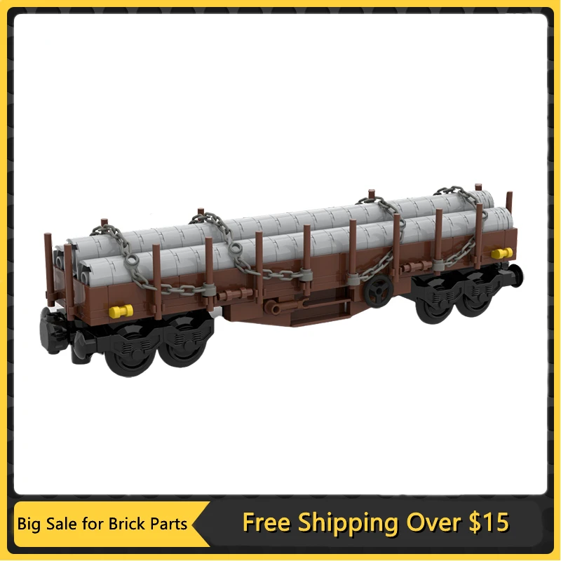 MOC Germany Railway Flatbed Wagon Building Block Kit Freight Train Cargo Locomotives Brick Model DIY Kids Puzzle Toys Gift