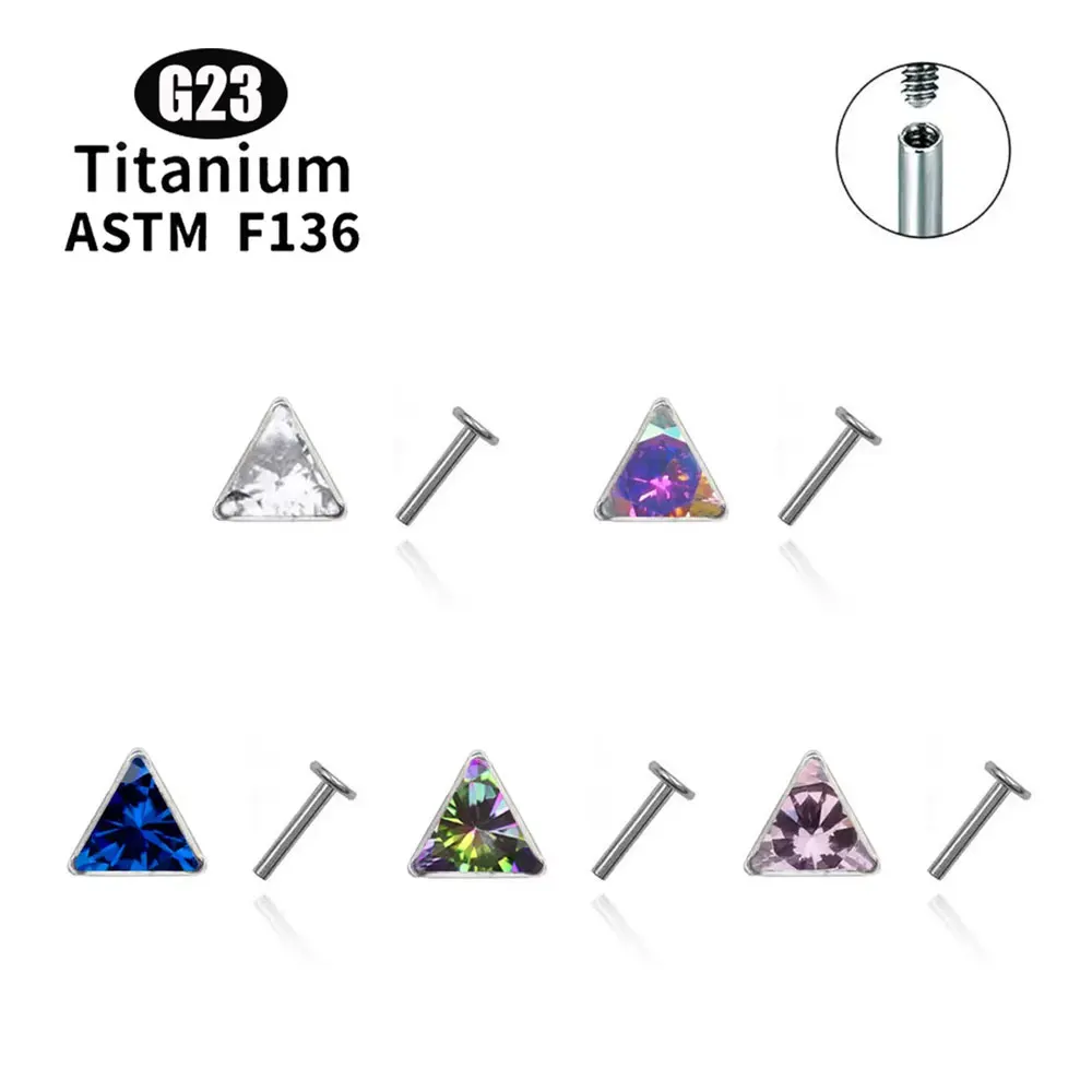 

10pcs ASTM F136 Titanium Earrings Piercing 16G Square Labret Pierced Jewelry Helix Tragus Body Piercing Jewelry