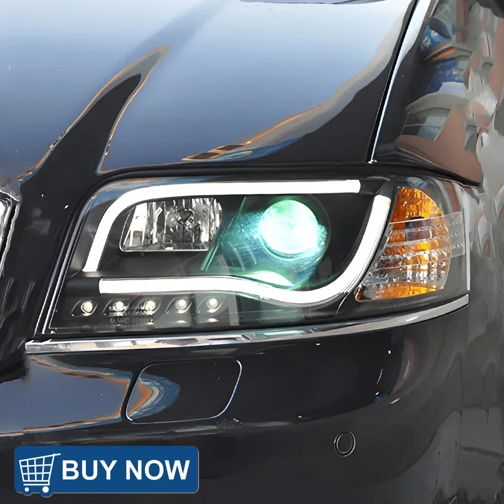 لأودي A6 A6L C4 1997-2004 LED مجموعة مصابيح السيارة الأمامية ترقية عيون الملاك نمط ثنائية البؤرة عدسة السيارات المصابيح الأمامية اكسسوارات #5