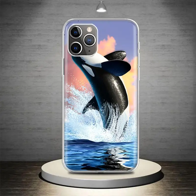 Sea Orcinus Orca Phone Case Cover For iPhone 14 13 Pro 11 15 Art 12 XR X XS Max 7 8 6S Plus SE Soft Pattern Coque Funda