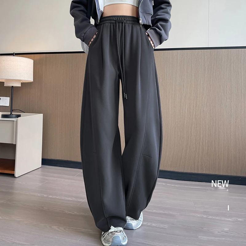 

American Street Wide Leg Pants Women Vintage Solid Loose Lazy Sports Pants High Waisted Hiphop Jazz Dance Harajuku Y2K Trousers