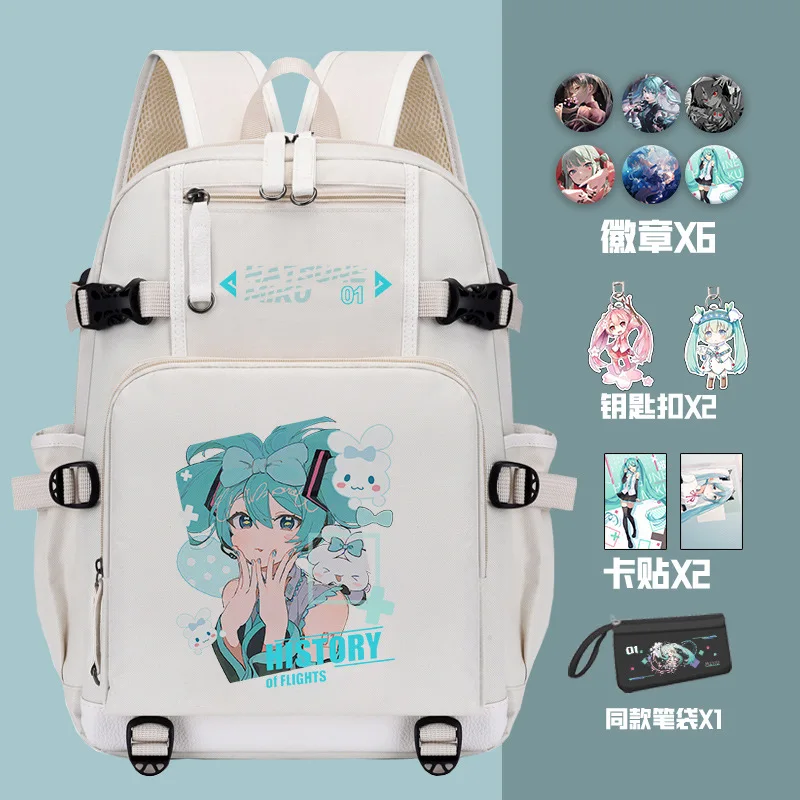 Hatsune Miku Girls Cartoon Creative School Bag Student Kids Large Capacity Kawaii Printing Backpack Anime Stationery Gift