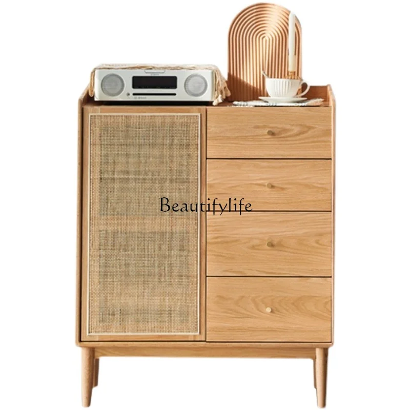 

Rattan Chest of Drawers Oak Storage Modern Minimalist Storage Oak Storage Simple Small Apartment