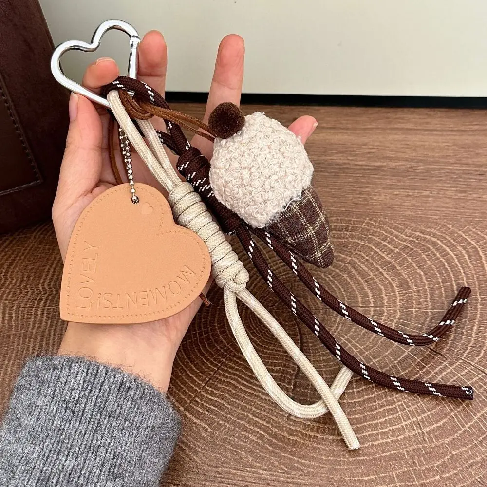 Cartoon Bear Bag Pendant Woven Rope DIY Car Key Chain Plush Phone Key Ring