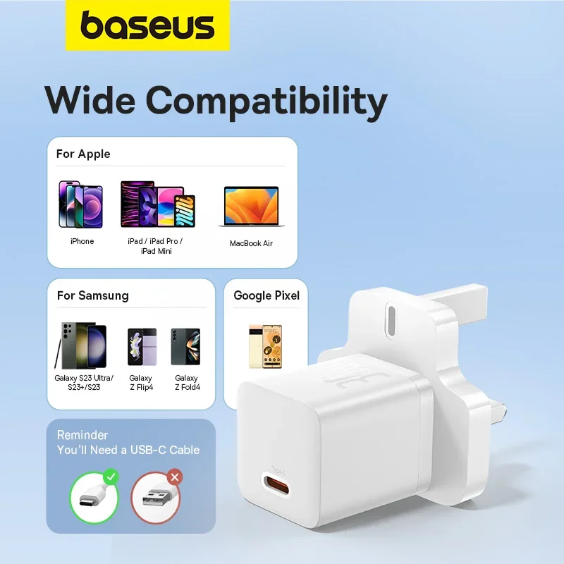 Baseus GaN5 Fast Charger(mini) 1C 30W UK