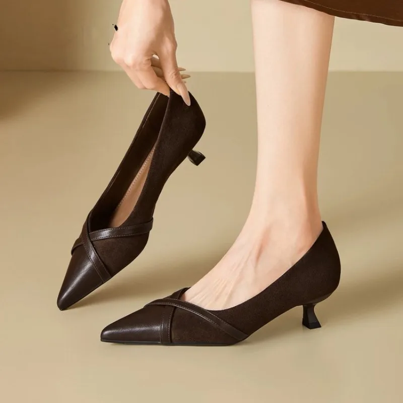 

Temperament French Pointed Toe Shallow-mouthed Stiletto Shoes 2026 Spring New Versatile Commuter High Heels