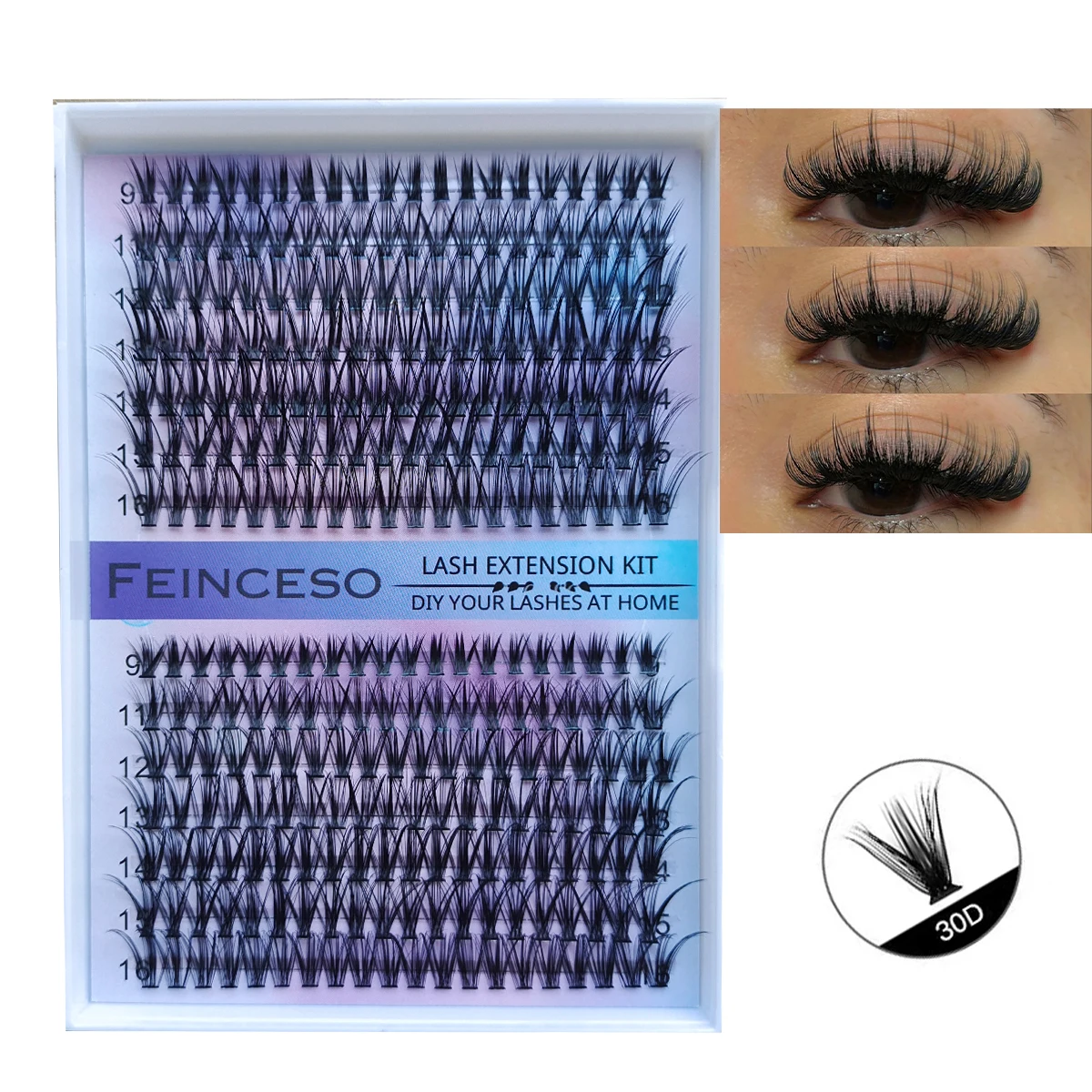 280PCS DIY Mix Clusters Kit 30D Lash Bond and Seal and Remover Accessories Self-Grafting EyeLashes Extension At Home kit