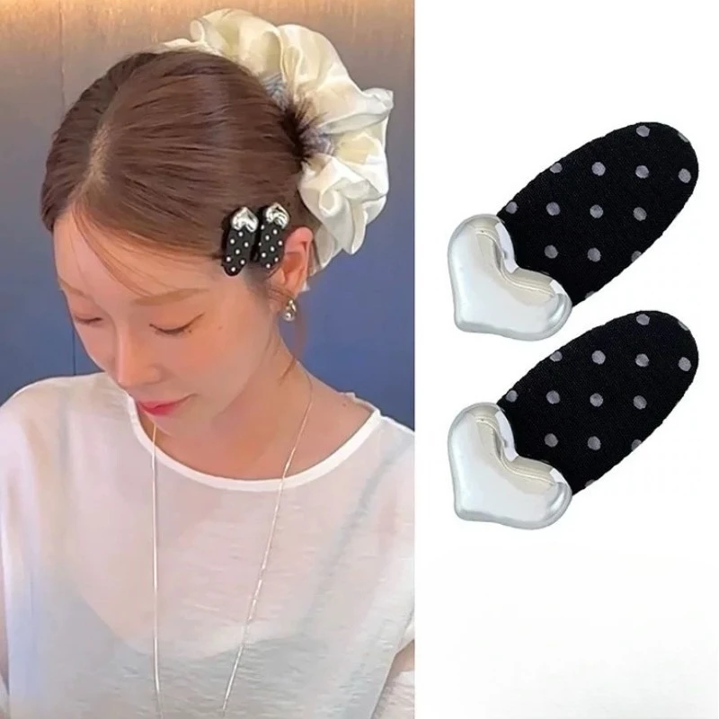 

Серебряное сердце любви в горошек, боковая заколка для волос, корейская милая заколка с челкой, милые кавайные ретро-заколки для укладки волос, аксессуары для женщин, новинка