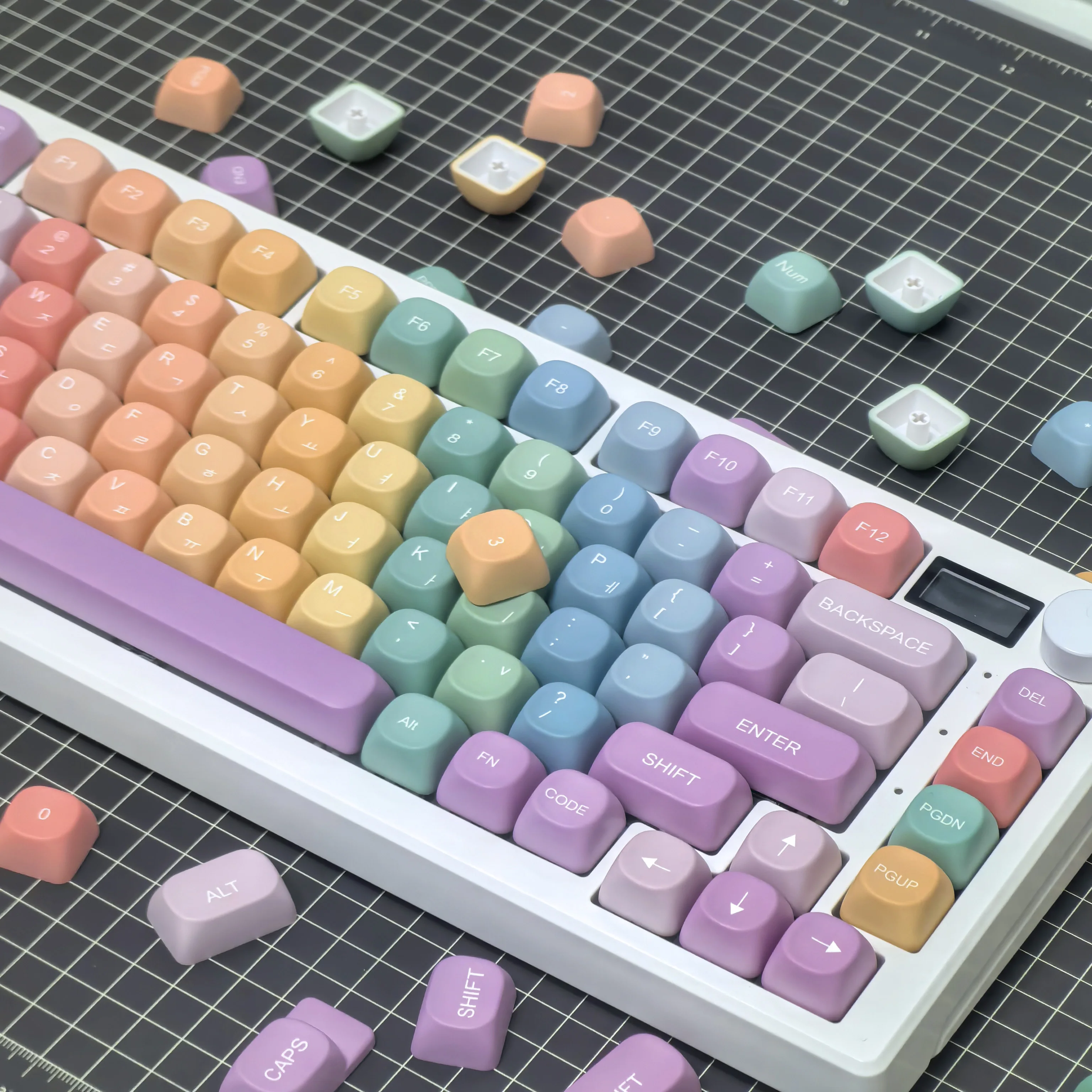 Arco Iris MOA coreano Keycap 126Key lindo caramelo colorido personalizado PBT Keycaps sublimación de tinte ruso Keycap para teclados mecánicos