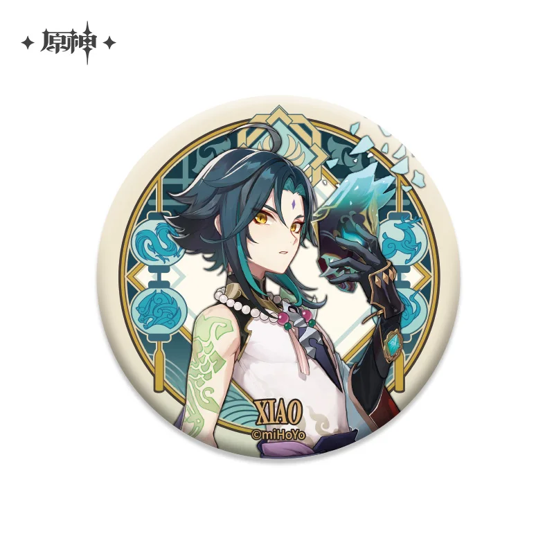 Genshin Impact Brooches Liyue Harbor Theme Series Character Badge Xiao Zhongli Ganyu Hutao Shenhe Qiqi Yaoyao 58mm Tinplate Pins