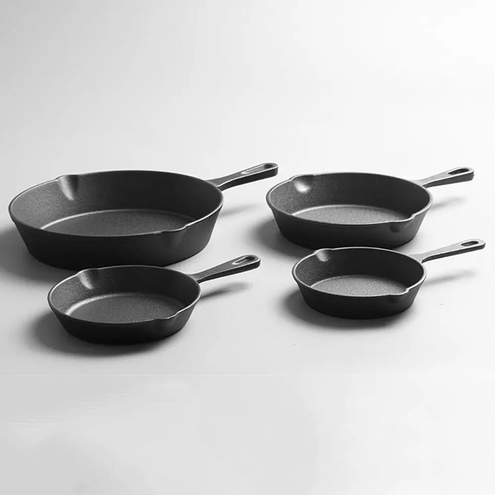 Uncoated Nonstick Frying Pan Signature Teardrop Handle Cast Iron Small Omelette Pan Multi-size Heat-Resistant Saute Pot Kitchen - Image 4
