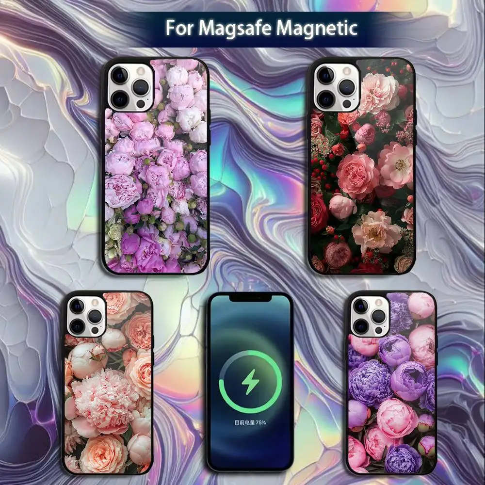 

pink peonies Phone Case For iPhone 16e,16,15,14,13,12,11,Plus,Pro,Max,Mini Magsafe Magnetic Wireless Charging