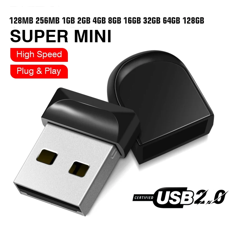 USB Pendrive 8GB 16GB 32GB Mini Black Flash Drive Pen 64GB 128GB Memory Stick USB2.0 U Disk Free Key Chain