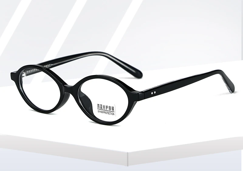 Kachawoo Kleine ovale Brille mit Blaulichtfilter, TR90-Acetat, Retro-Brillengestell für Herren und Damen, Unisex, europäischer Stil, Blaugrau – Detail 1