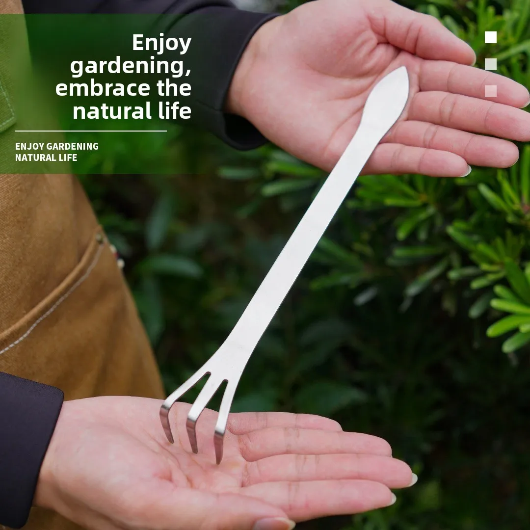

Stainless steel bonsai rake loose soil rake shape root soil except thickening small rake compactor hand basin hand basin