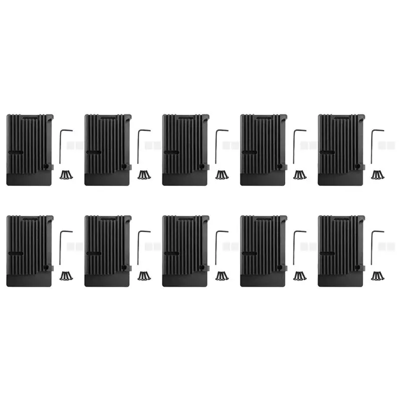 AA08-10X For Raspberry Pi 4 Model B Aluminum Case, Passive Cooling Aluminum Alloy Protective Shell Metal Enclosure