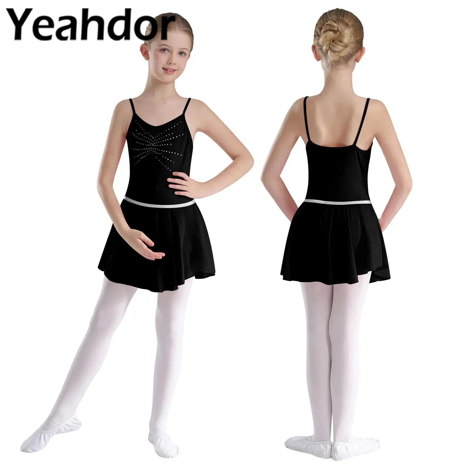 

Girls Ballet Leotards Dress Spaghetti Straps Sleeveless Lyrical Dance Stage Costumes Cotton Gymnastic Workout Dancewear Bodysuit