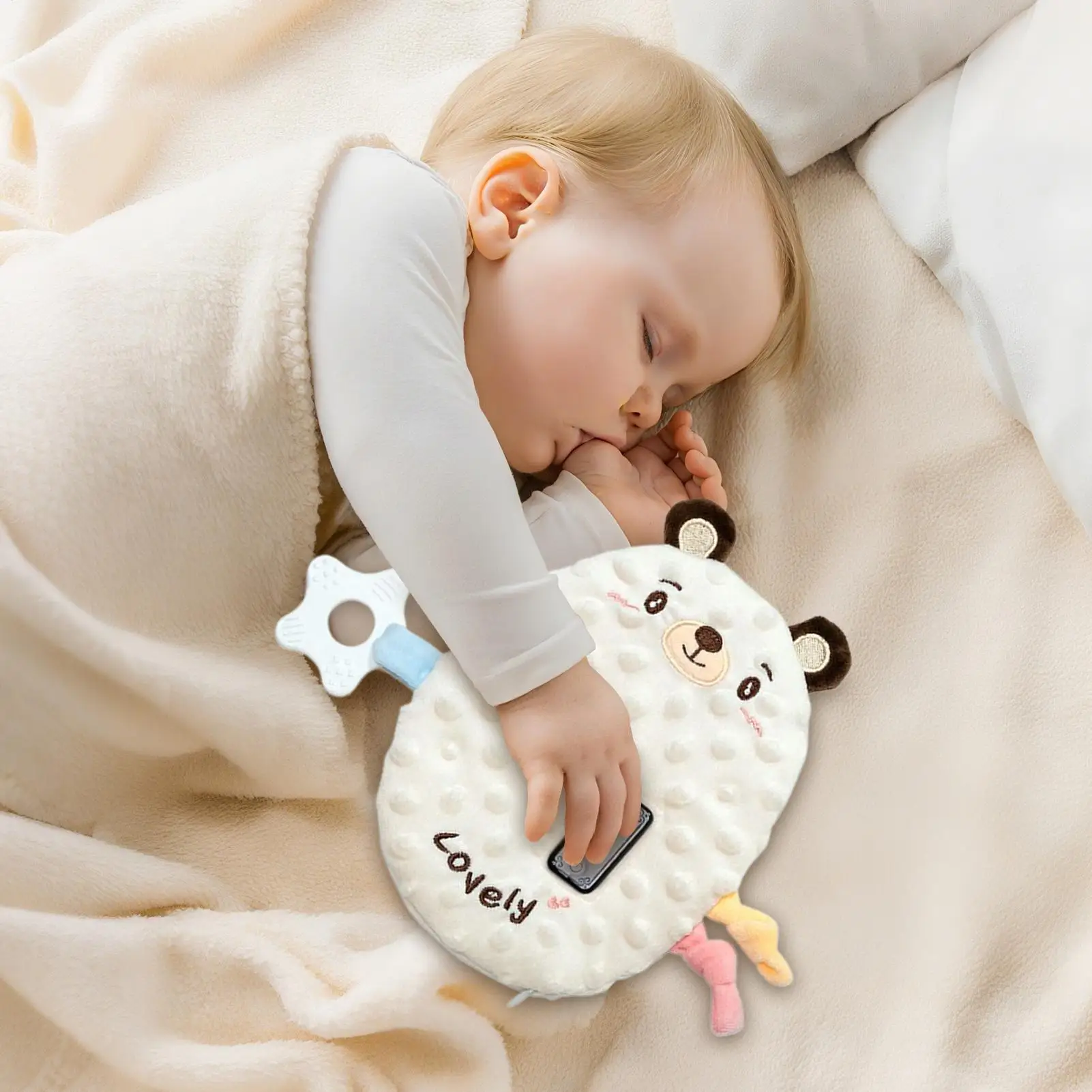 Chupete para bebé de dibujos animados, chupete vibratorio para dormir, modos de vibración ajustables, muñeco de peluche para niñas pequeñas sensoriales