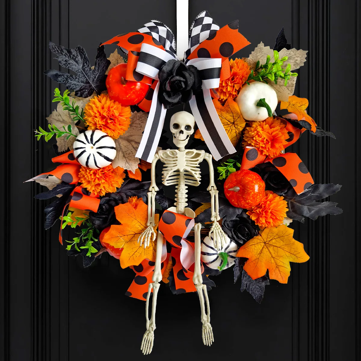 

Maple Leaf Pumpkin Skeleton Dead Branch Wreath Easter Simulation Vine DIY Decoration