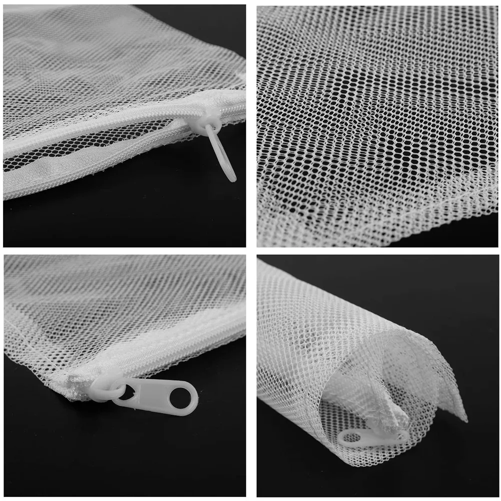 A97G 10Pcs Aquarium Filter Bag Fish Tank Media with Zipper Mesh Filter Bag Aquarium Mesh Bag (White+Black) view 3