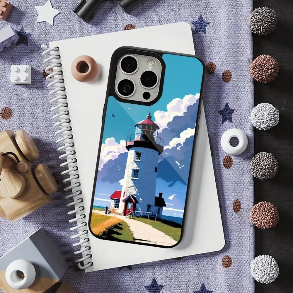 Beauty Lighthouse Phone Case  For iPhone 16,17,15,14,13,12,11,Pro,Max,Plus,Mini,Magsafe,Magnetic Wireless Charging Case
