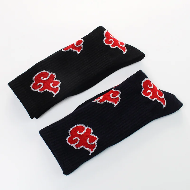 Halloween Anime Red Cloud Akatsuki High Quality Socks Ninja Unisex Adult Cotton Socks Cosplay Men And Women Outdoor Sockings