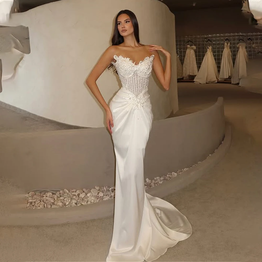 

Sexy V-neck Lace Applique Sheath /Mernaid Wedding Dresses Custom Made Bridal Grown 2026 Vestido De Noival