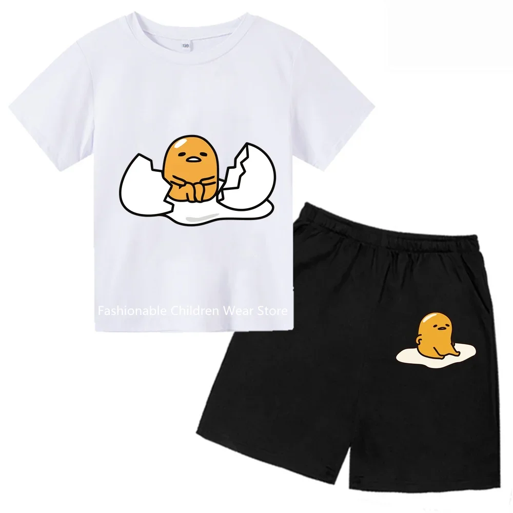 Gudetama 2024 New Print Short Sleeve Set - Fun Kids Clothes For Boys & Girls - Age 3 To 14 - Casual Summer Outdoors