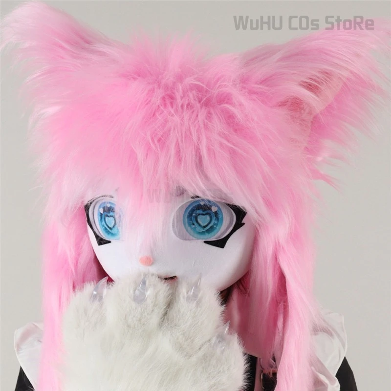 コスプレ用のマスクとヘルメット,毛皮のヘッドセット,ウサギの人形,猫のコスチューム,アニメのアクセサリー,ヘッドセット,ヘッドセット,毛皮