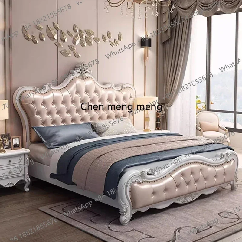 

Double Girls Bed Queen Loft Luxury King Size Wooden Multifunctional Princess Bed Sleeping Leather Cama Lounge Suite Furniture