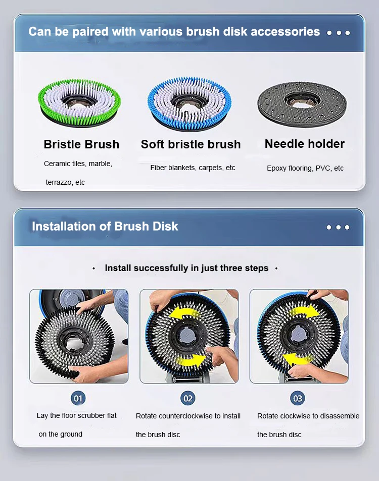 New 17-Inch Electric Walk-Behind Floor Scrubber 1200W 350-550/h Efficiency Burnishing Carpet Cleaning Polishing