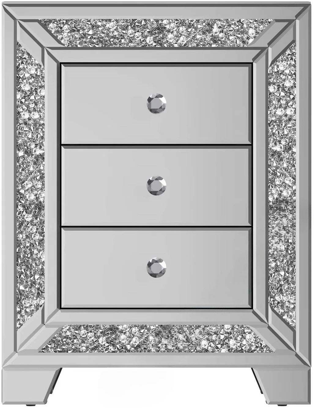 

Mirrored Furniture Factory Wholesale Bedroom Crushed Diamond Bedside Table Nightstand