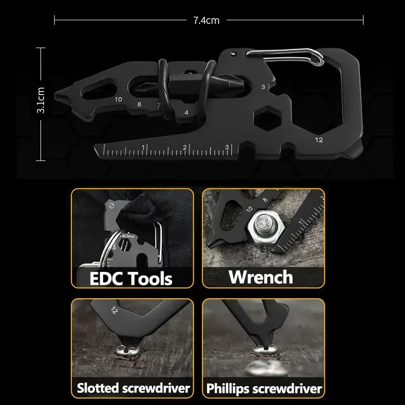 EDC Outdoor Combination Tool Household Portable Multi-function Tool Card Ruler Screwdriver Keychain Repair Tools
