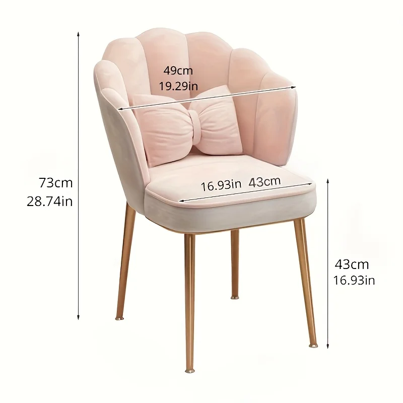 1pc Makeup chair with Petal Shaped Backrest, Casual Chair for Bedroom Study Room Living Room & Dormitory image 4